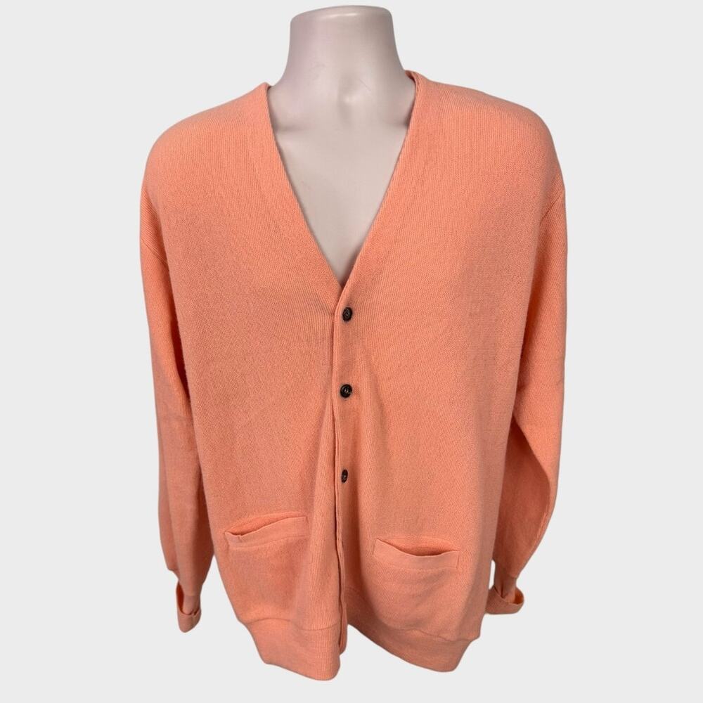 The Fox Collection Mens Large V Neck Button Front Sweater 100% Orlon Acrylic